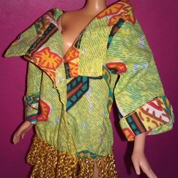 Shani Doll Size Coat Abstract with Fringe 90s - Picture 3 of 7